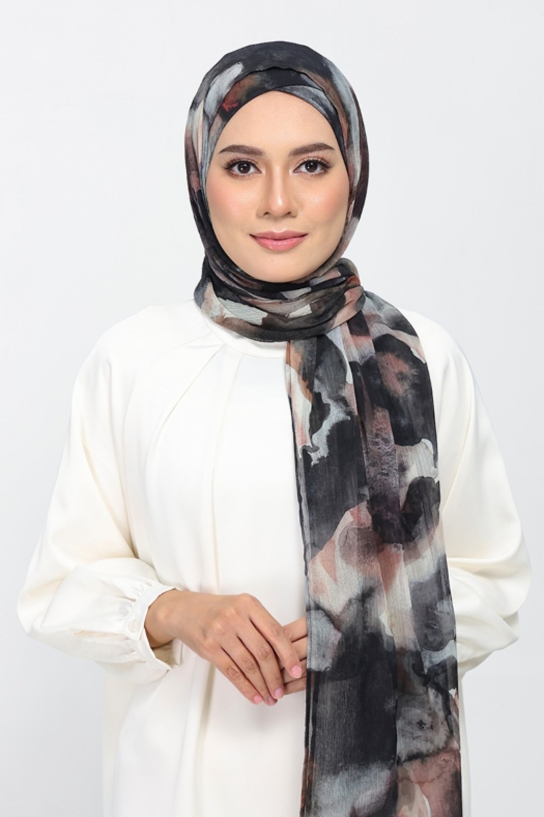 Candle Smoke - Printed Plus Crinkled Chiffon