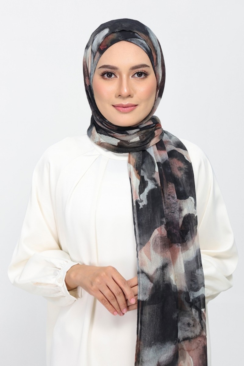 Candle Smoke - Printed Plus Crinkled Chiffon