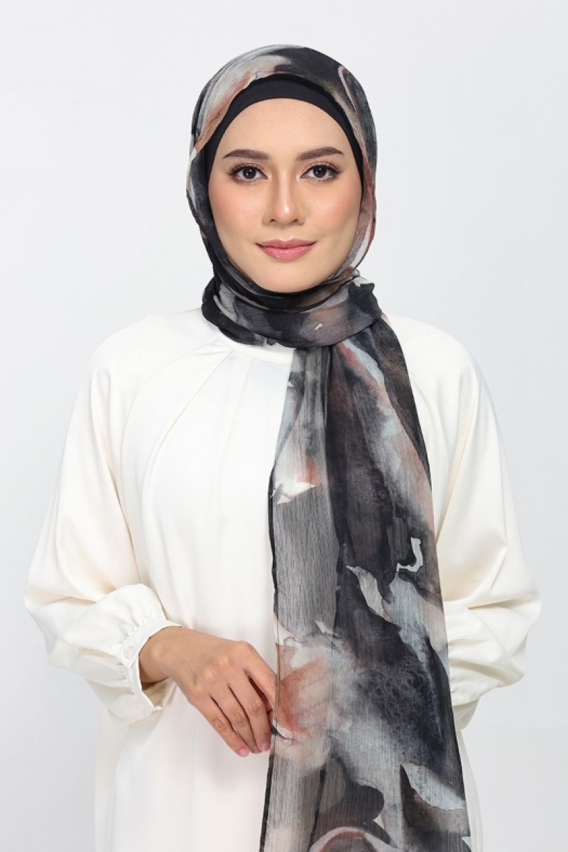 Candle Smoke - Printed Plus Crinkled Chiffon