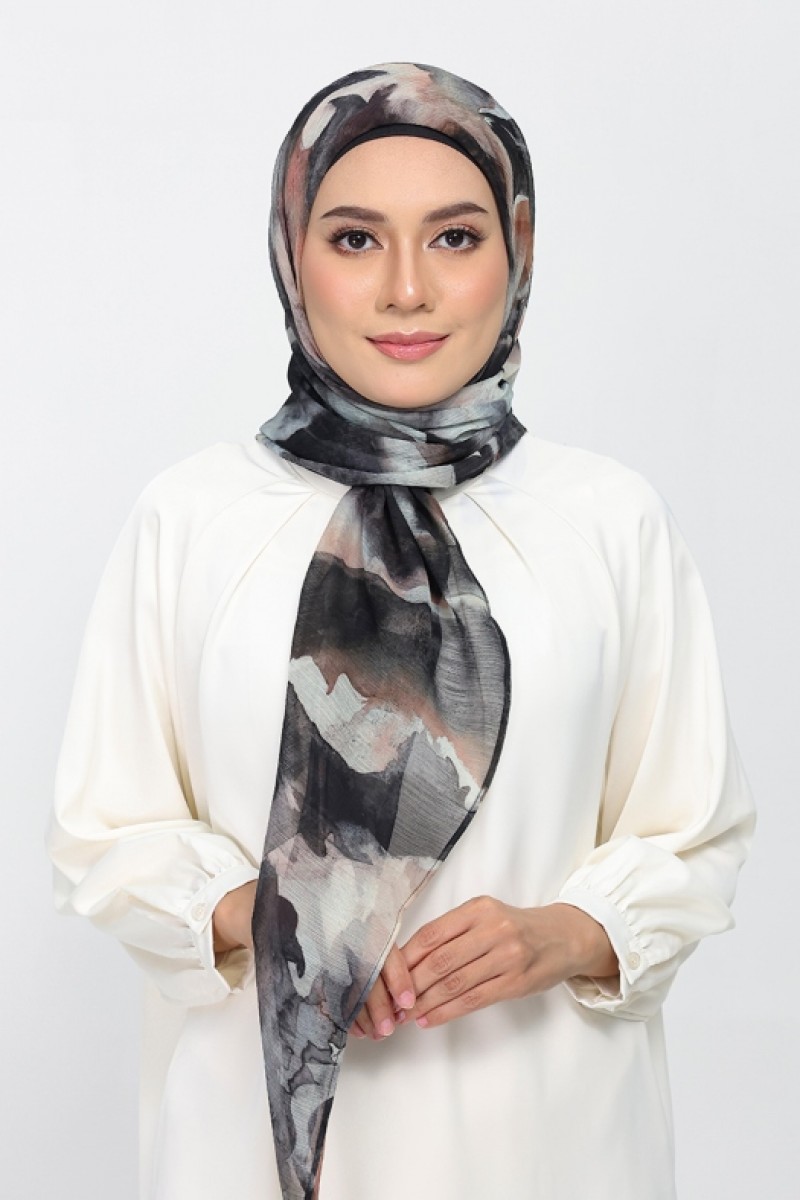 Candle Smoke - Printed Plus Crinkled Chiffon