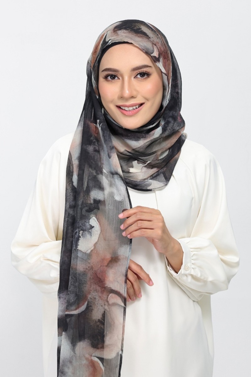 Candle Smoke - Printed Plus Crinkled Chiffon