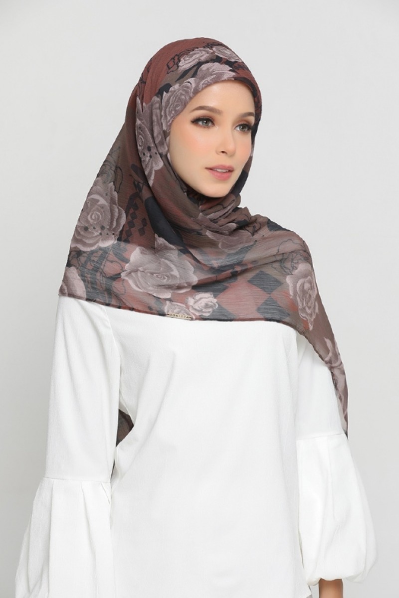 Canyon Rose - Printed Crinkled Chiffon