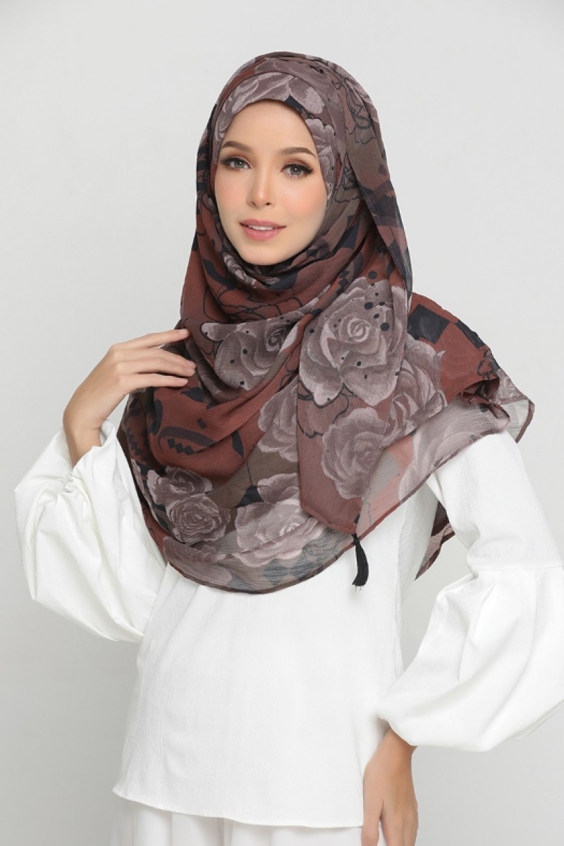 Canyon Rose - Printed Crinkled Chiffon