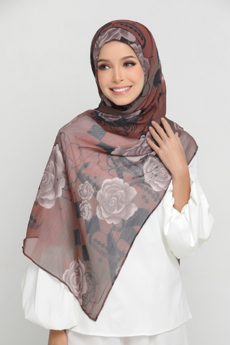 Canyon Rose - Printed Crinkled Chiffon