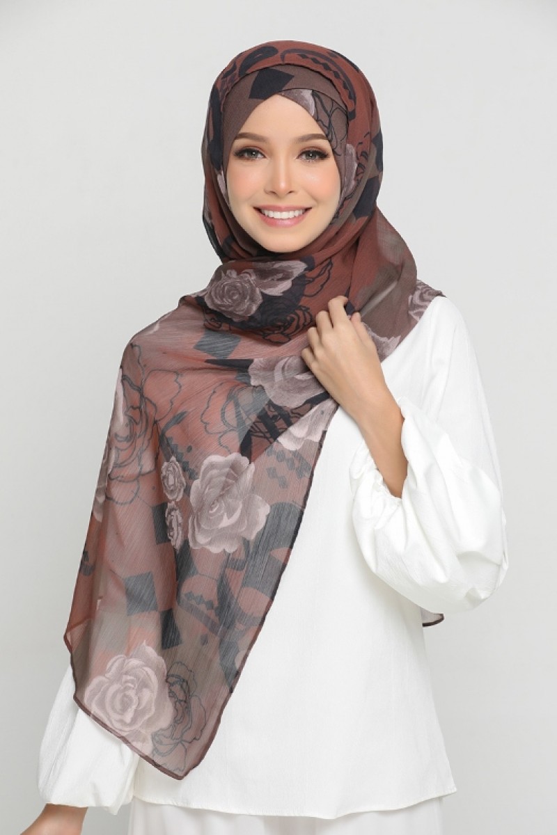Canyon Rose - Printed Crinkled Chiffon