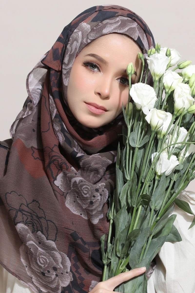 Canyon Rose - Printed Crinkled Chiffon