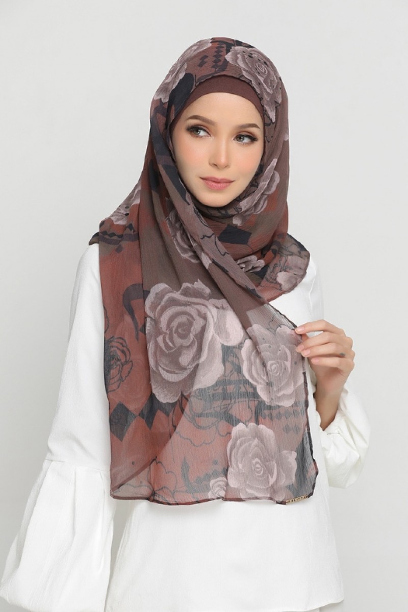 Canyon Rose - Printed Crinkled Chiffon