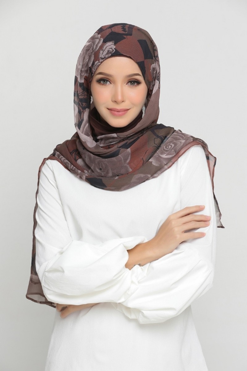 Canyon Rose - Printed Crinkled Chiffon