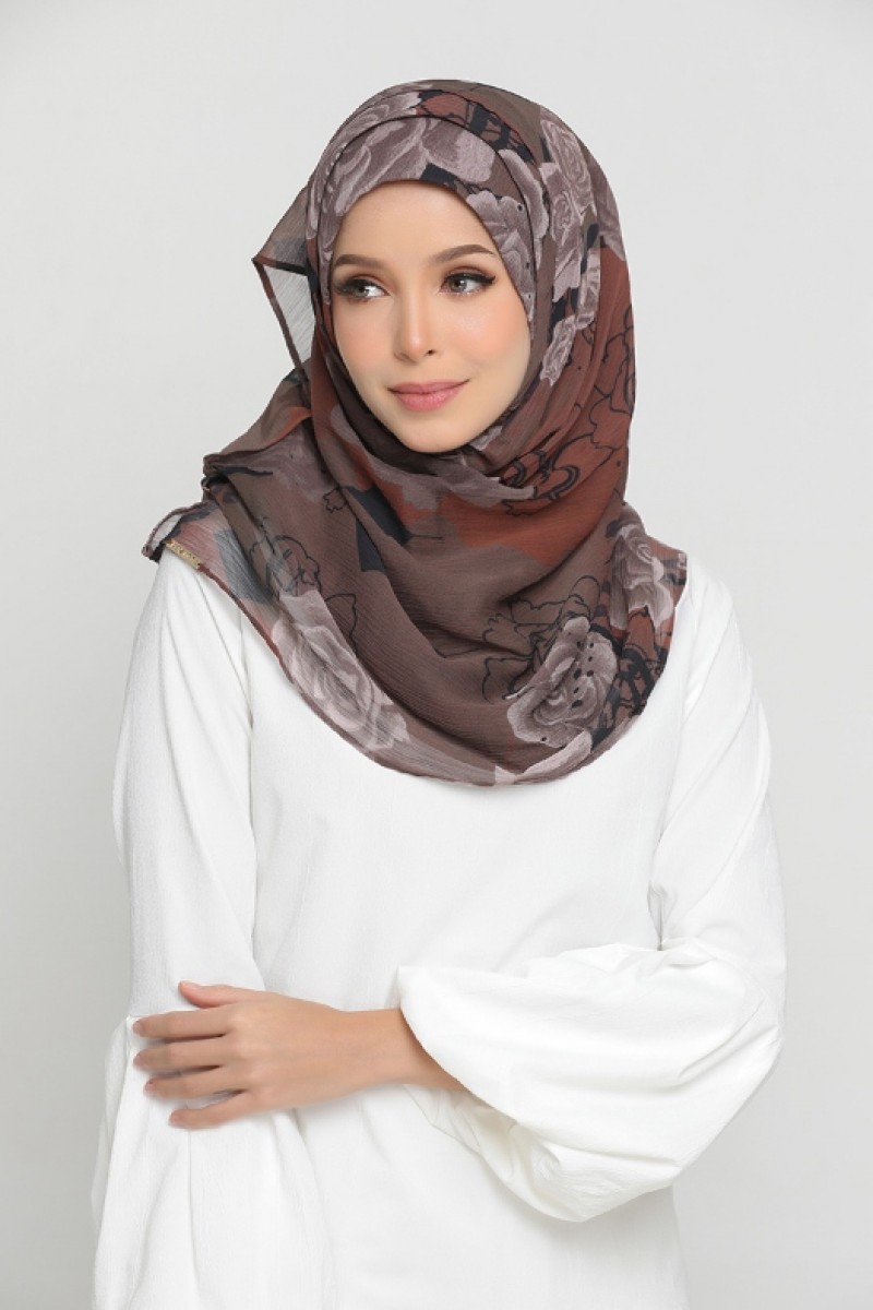 Canyon Rose - Printed Crinkled Chiffon