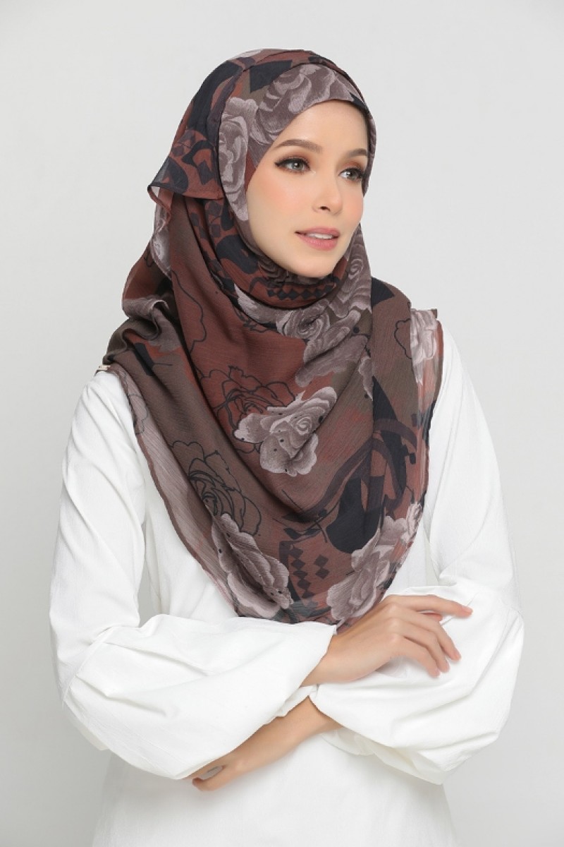 Canyon Rose - Printed Crinkled Chiffon