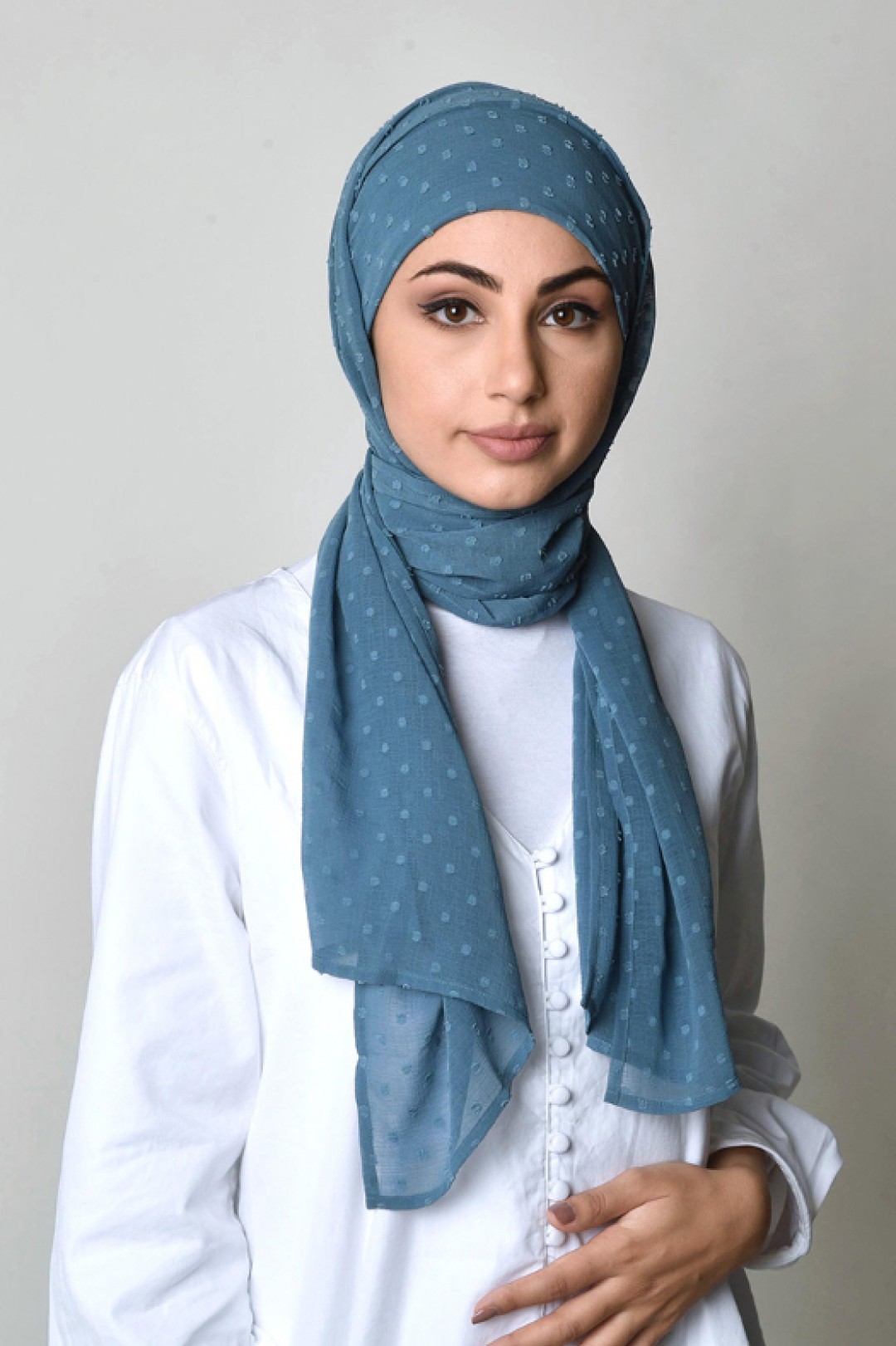 Blue Stone - Plain Mosaic Butti Chiffon