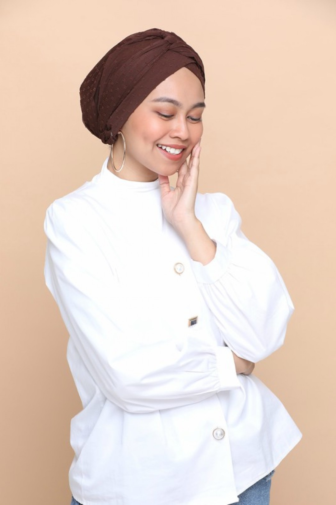 Choco - Plain Mosaic Butti Chiffon - Mini & Capshawl