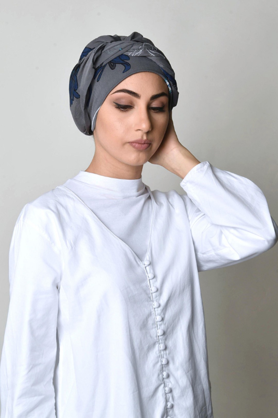 Cyclamen Blues - Printed Crinkled Chiffon