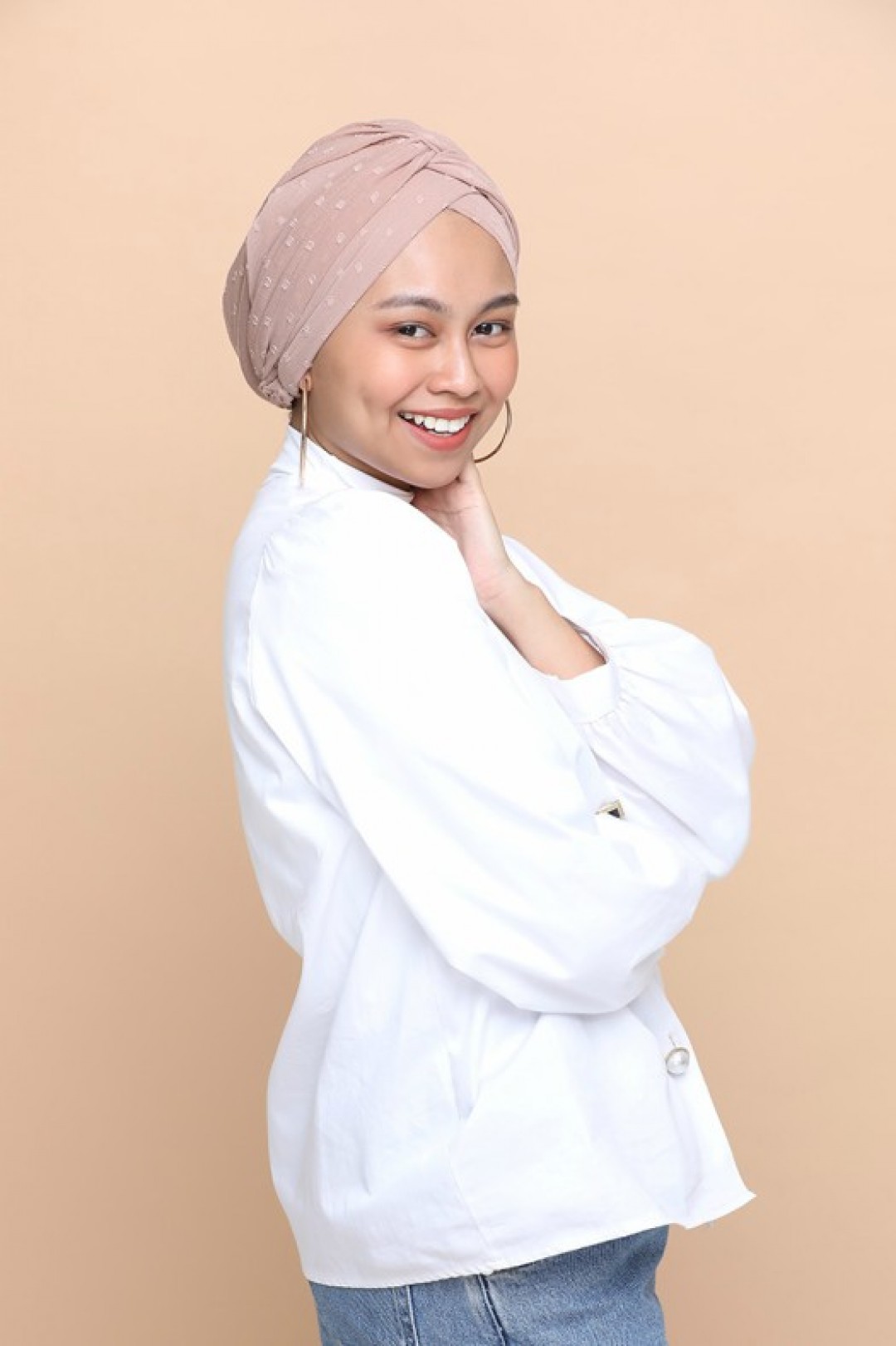 Latte - Plain Mosaic Butti Chiffon - Mini & Capshawl