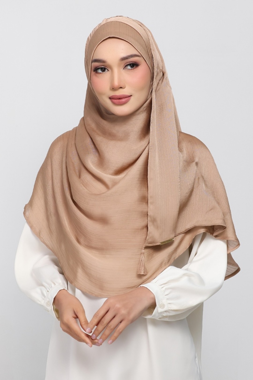 Caramel - Plain Crinkled Satin