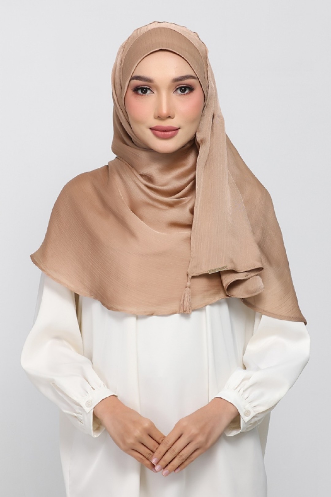 Caramel - Plain Crinkled Satin