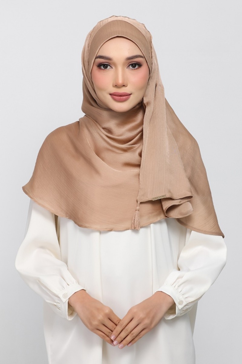Caramel - Plain Crinkled Satin