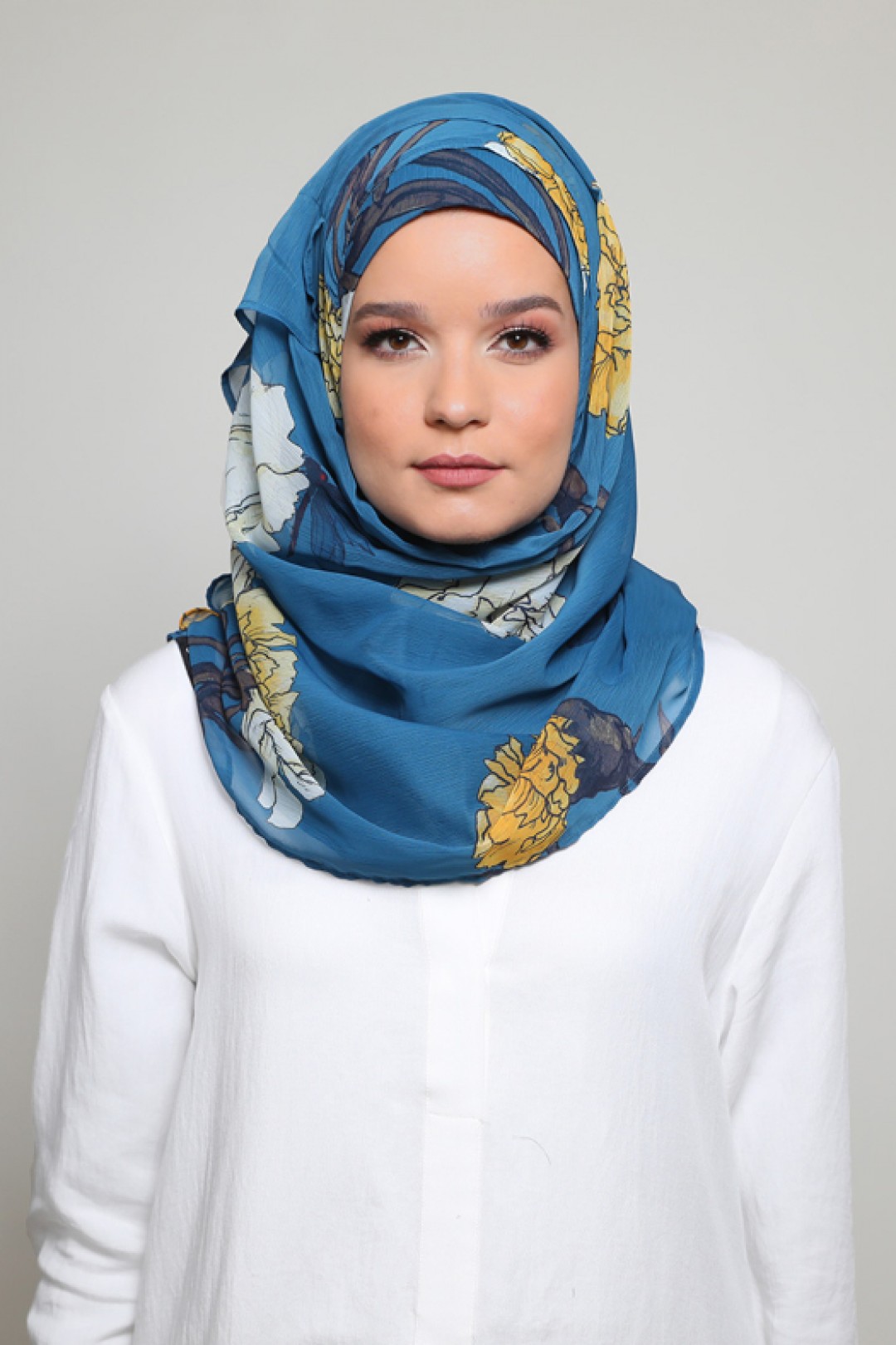 Carnation Blue – Printed Smooth Chiffon