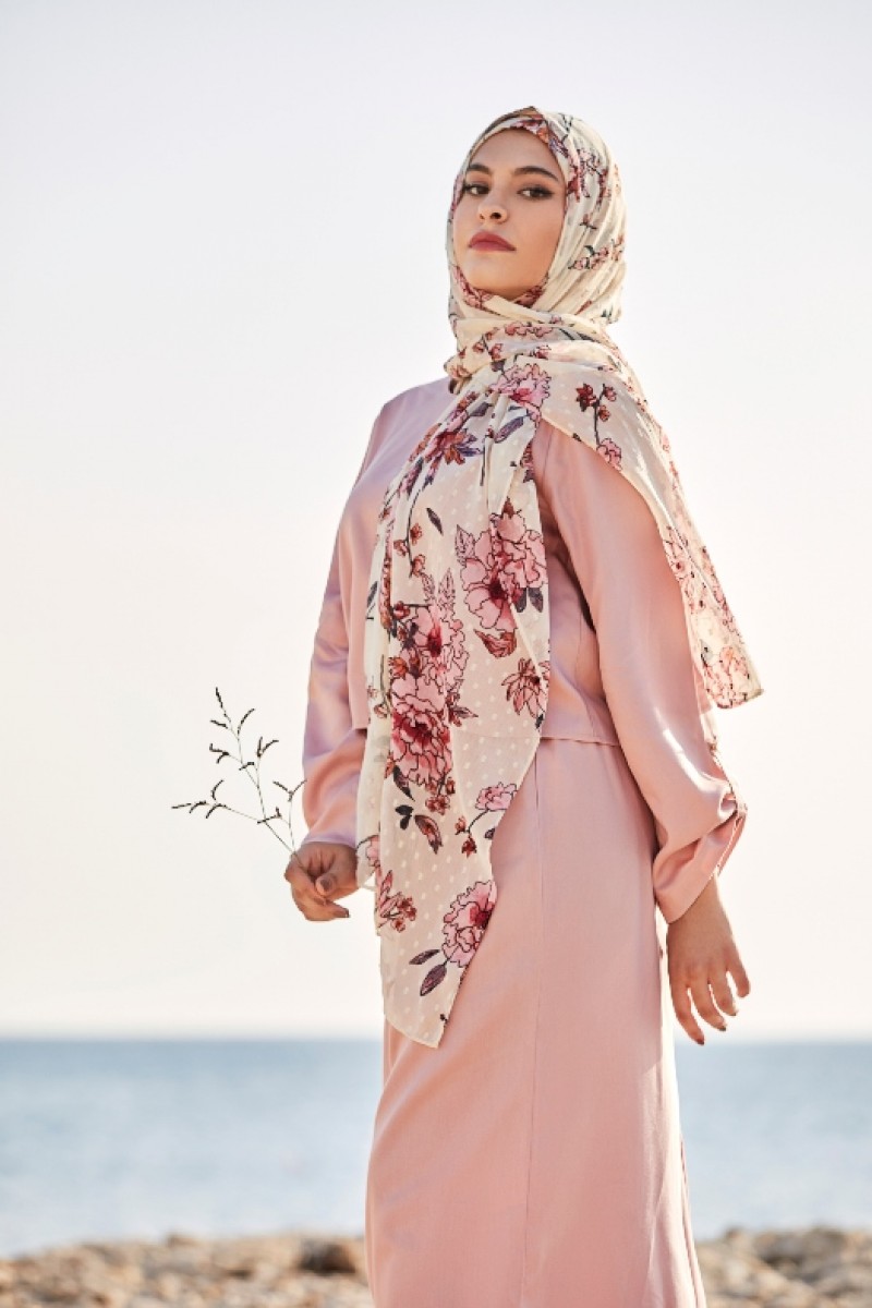 Carnation Dew - Printed Mosaic Butti Chiffon