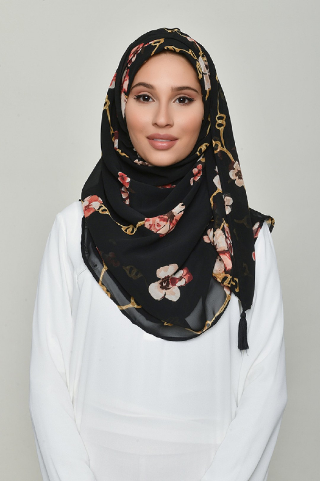 Chains Black - Printed Georgette