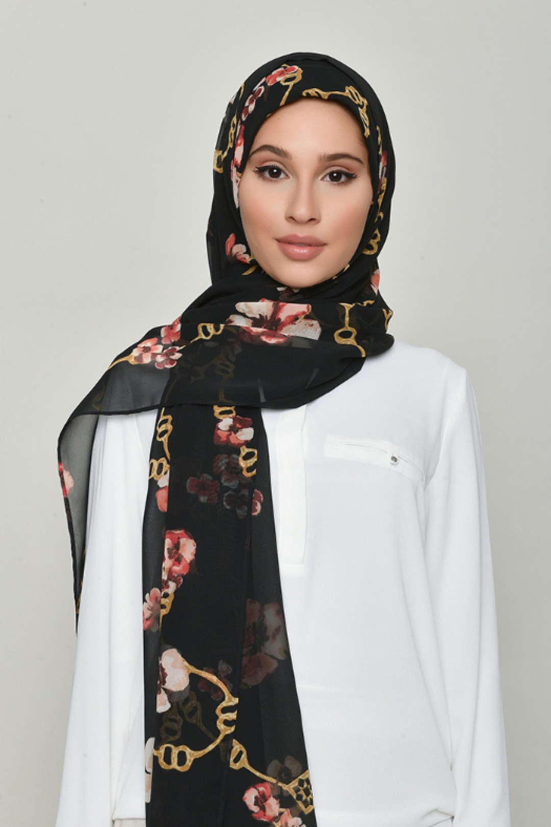 Chains Black - Printed Georgette