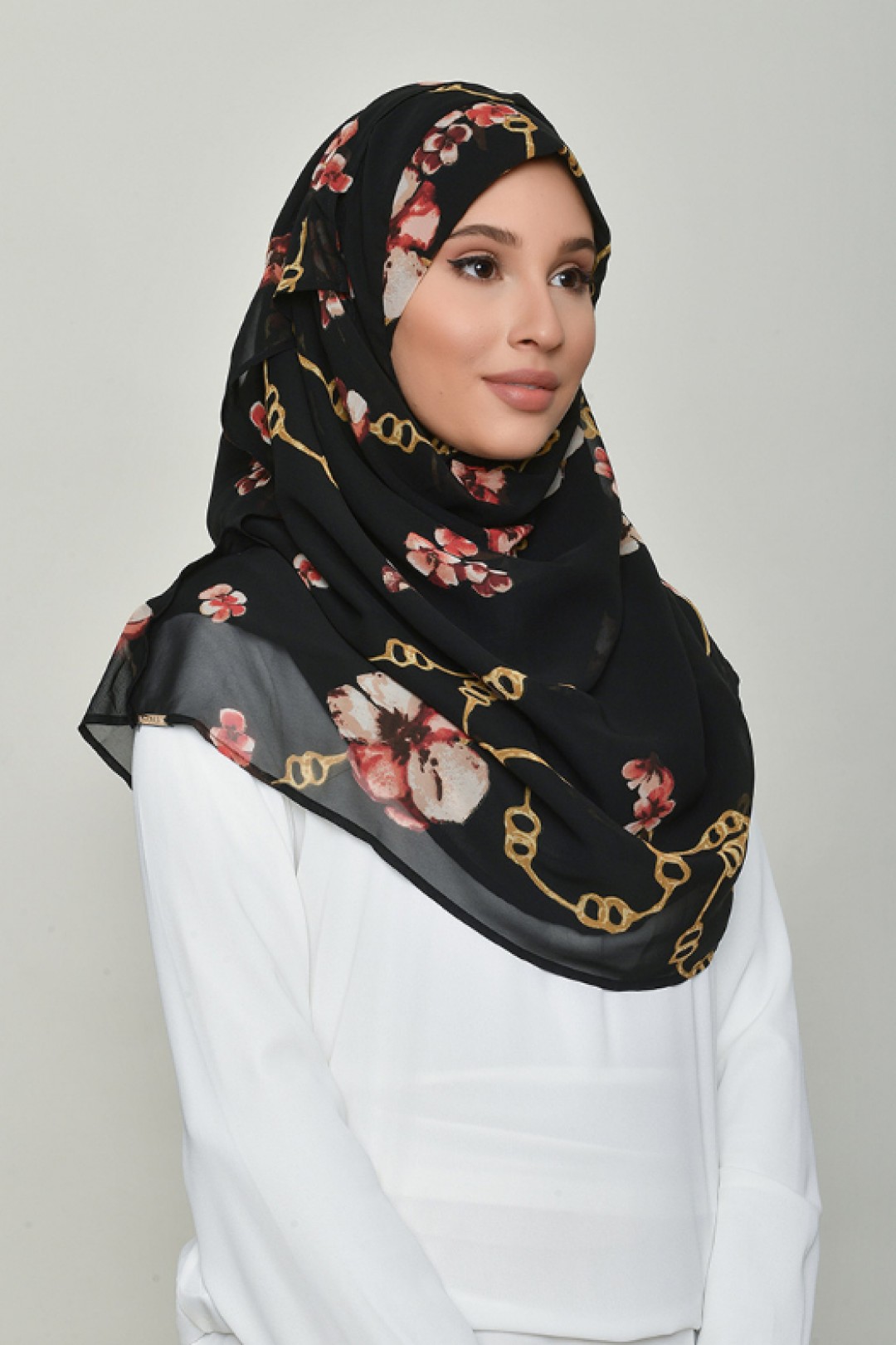 Chains Black - Printed Georgette