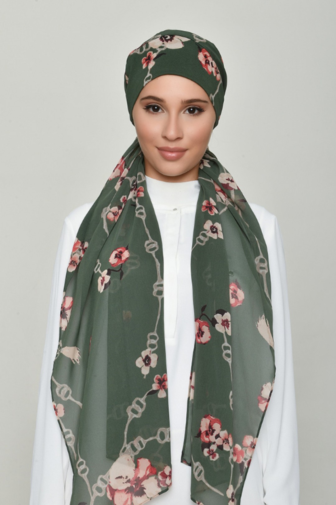 Chains Green - Printed Georgette