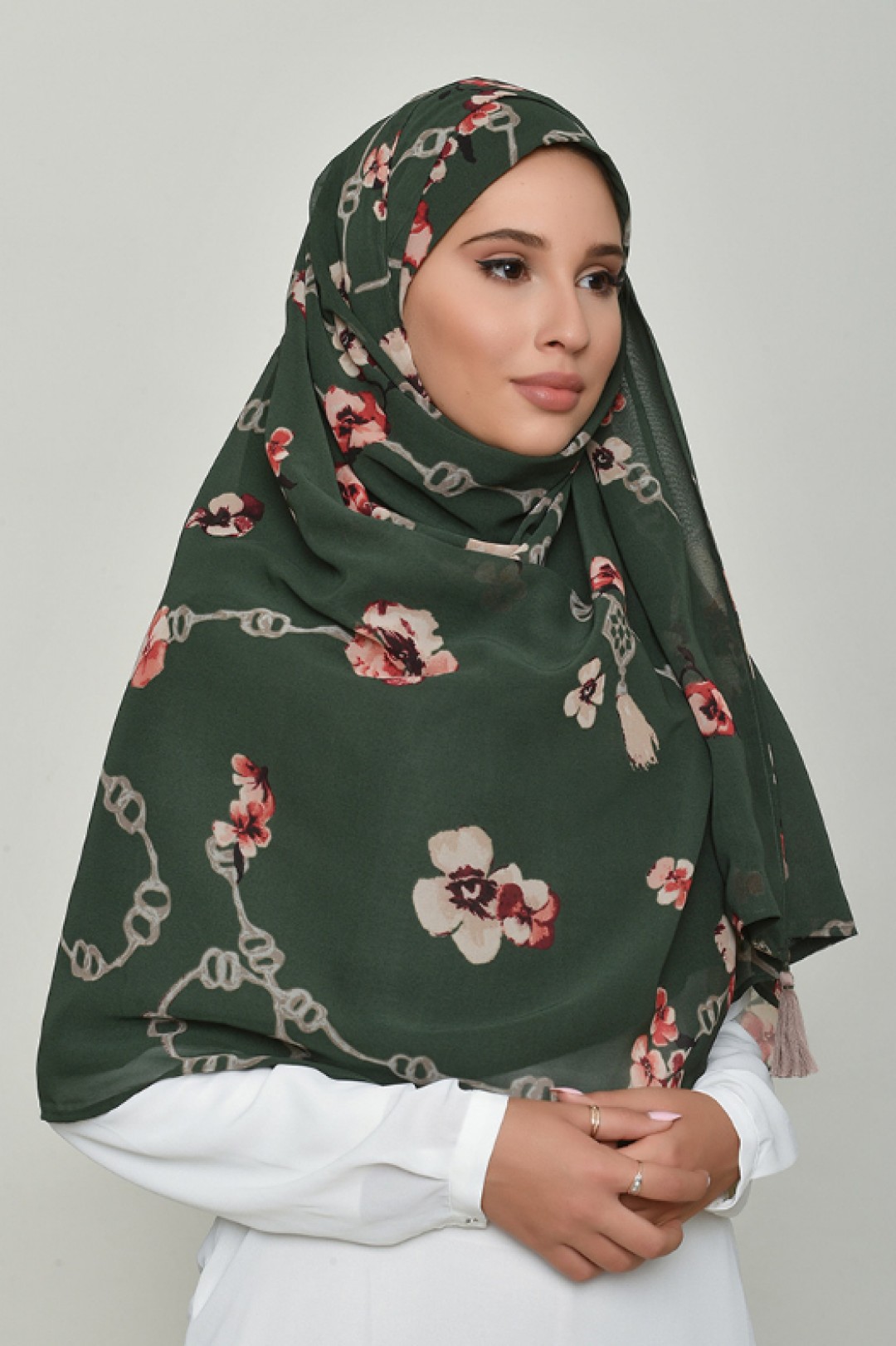 Chains Green - Printed Georgette