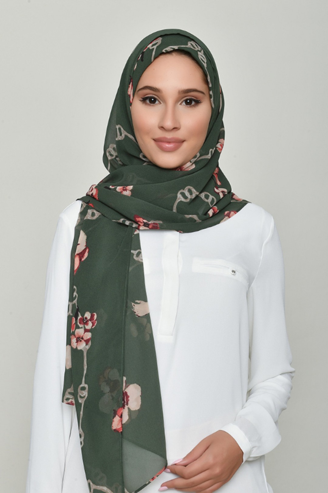Chains Green - Printed Georgette