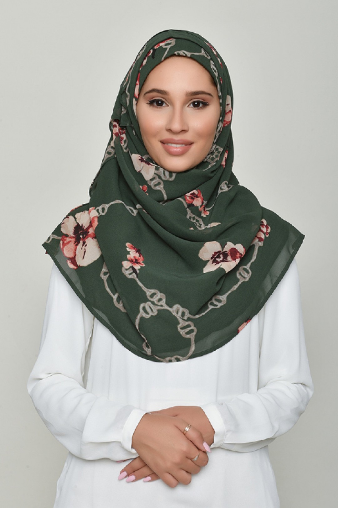 Chains Green - Printed Georgette