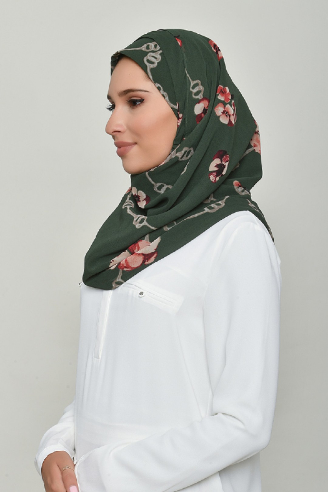 Chains Green - Printed Georgette