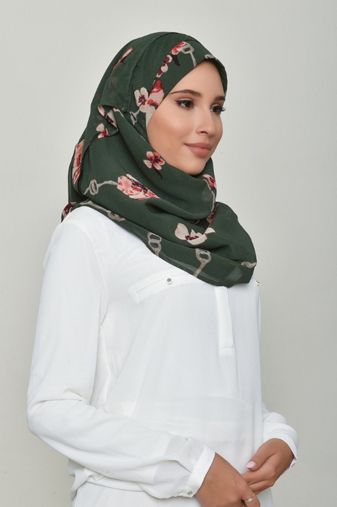 Chains Green - Printed Georgette