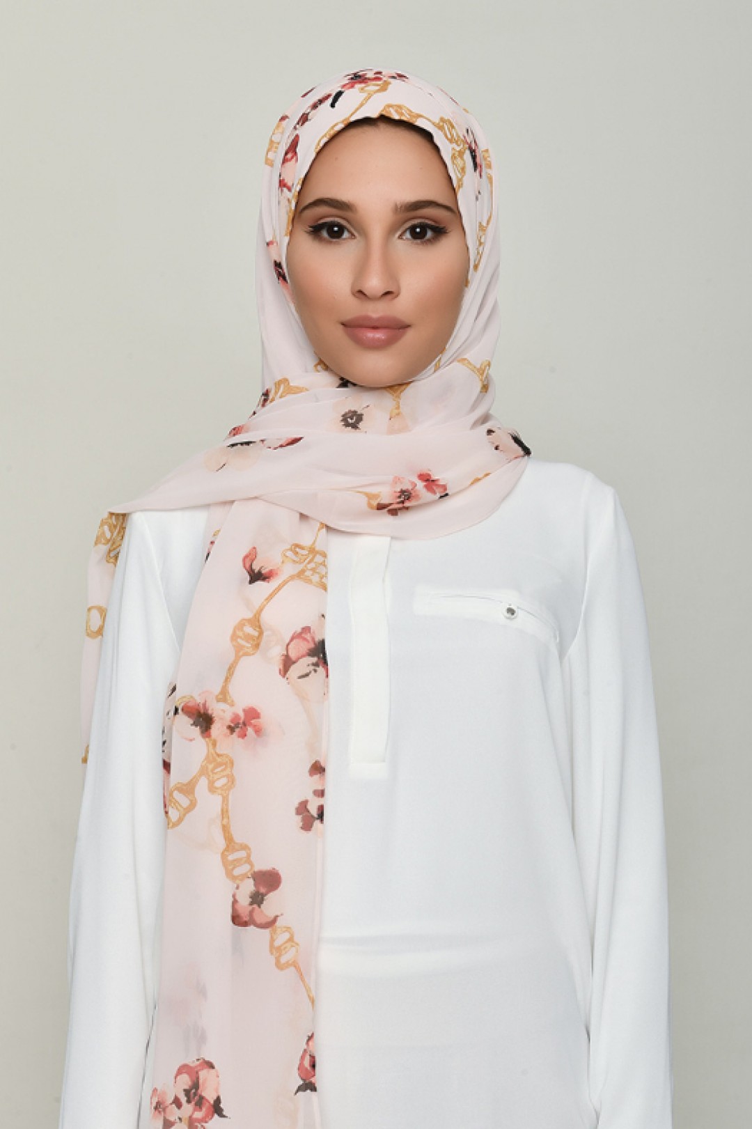 Chains Pink - Printed Georgette