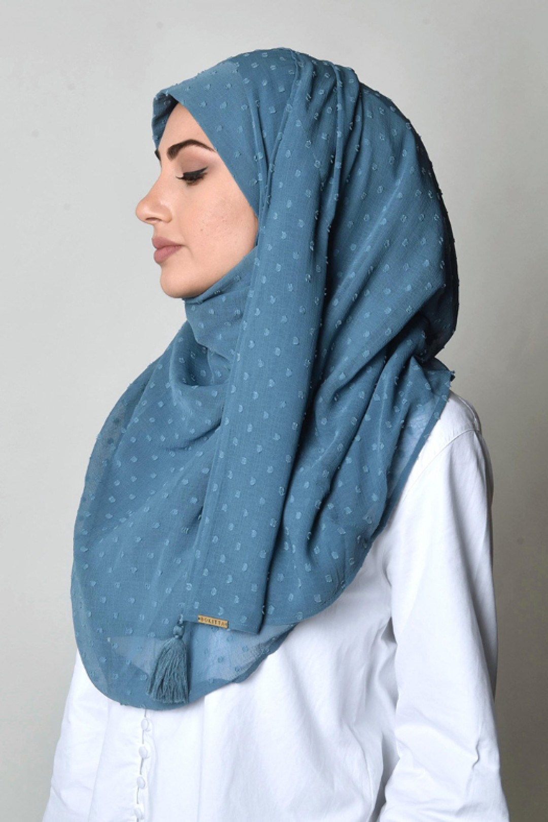 Blue Stone - Plain Mosaic Butti Chiffon