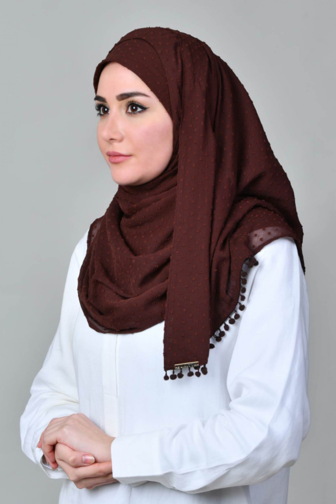 Choco - Plain Mosaic Butti Chiffon - Mini & Capshawl
