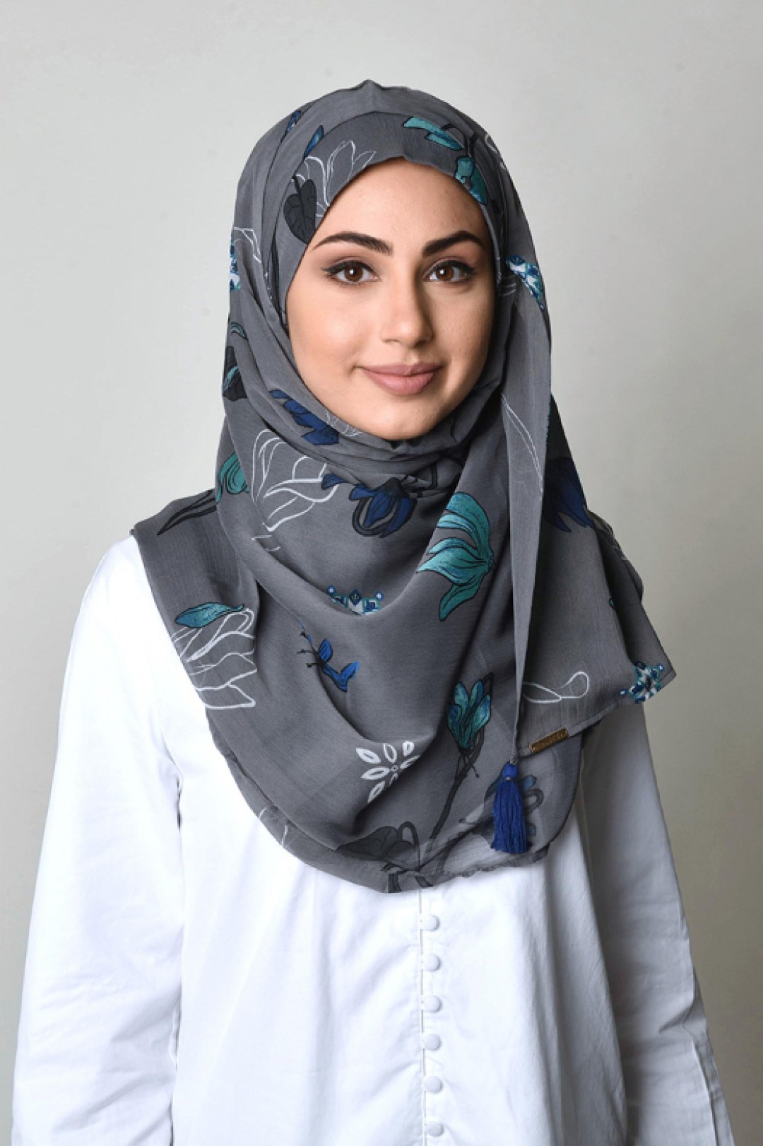 Cyclamen Blues - Printed Crinkled Chiffon