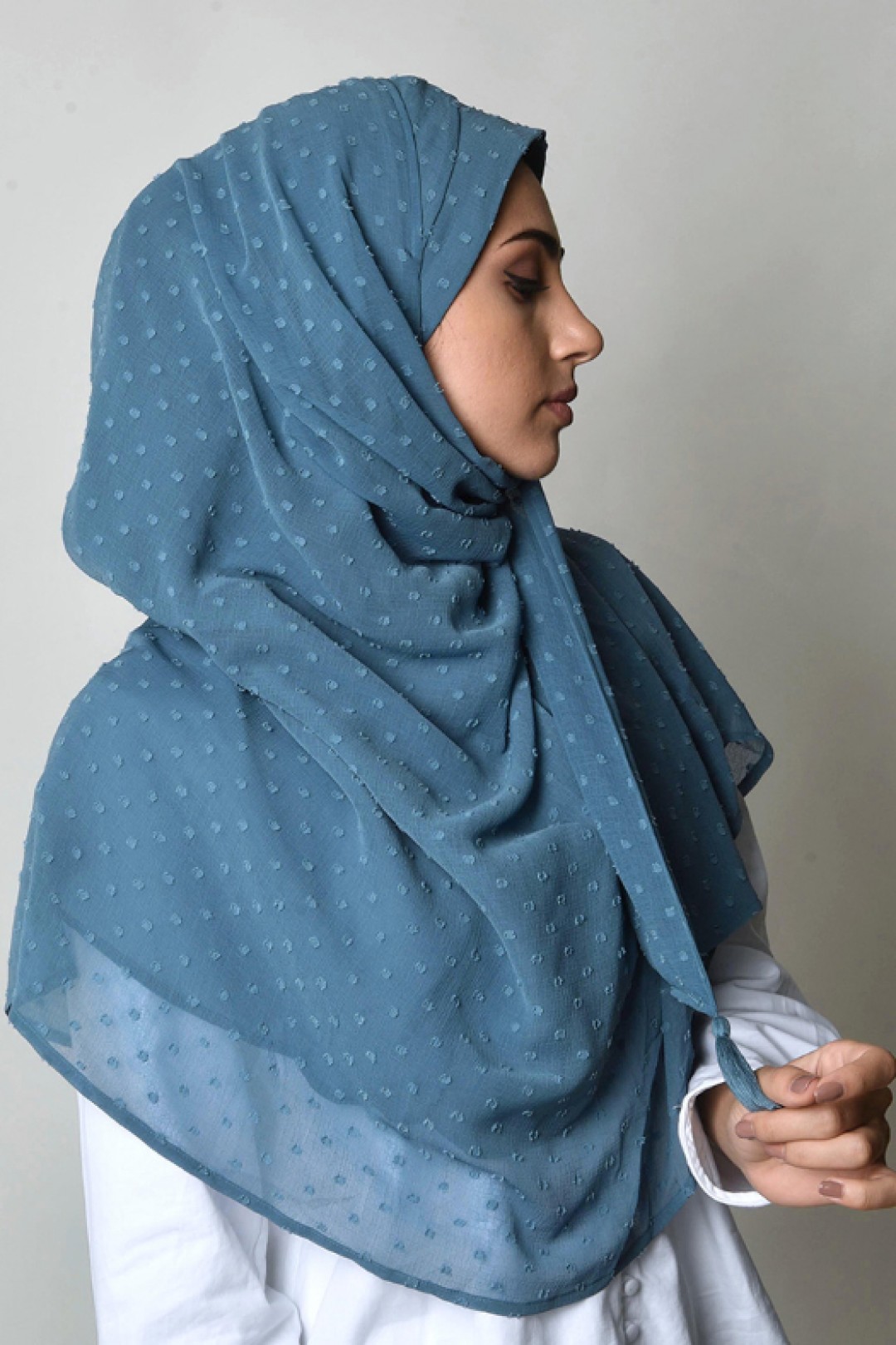 Blue Stone - Plain Mosaic Butti Chiffon
