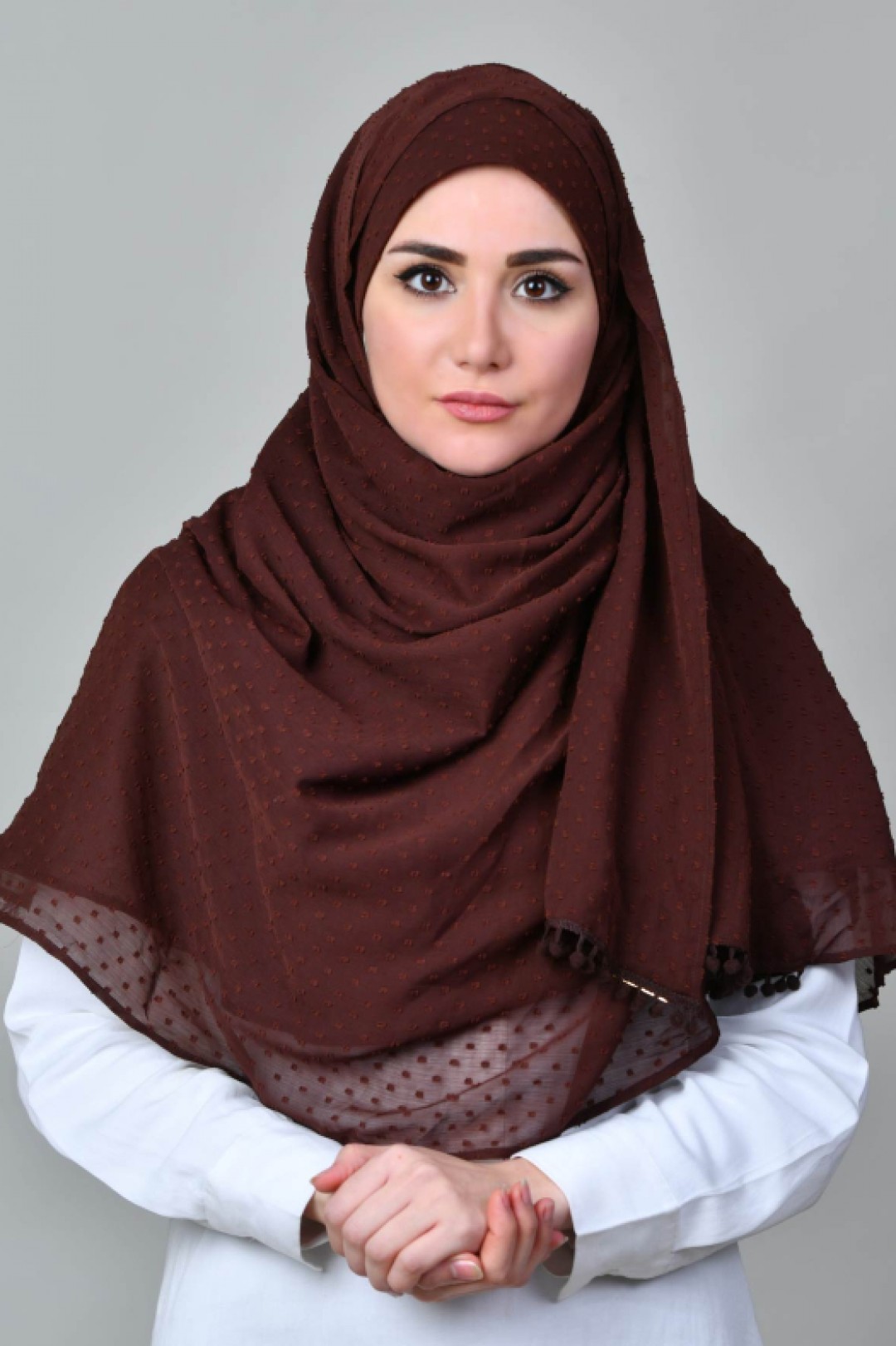 Choco - Plain Mosaic Butti Chiffon - Mini & Capshawl