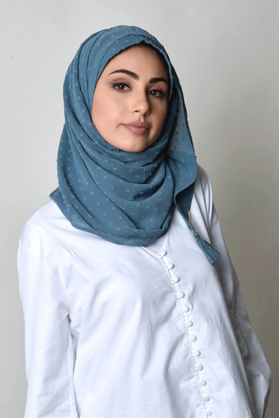Blue Stone - Plain Mosaic Butti Chiffon