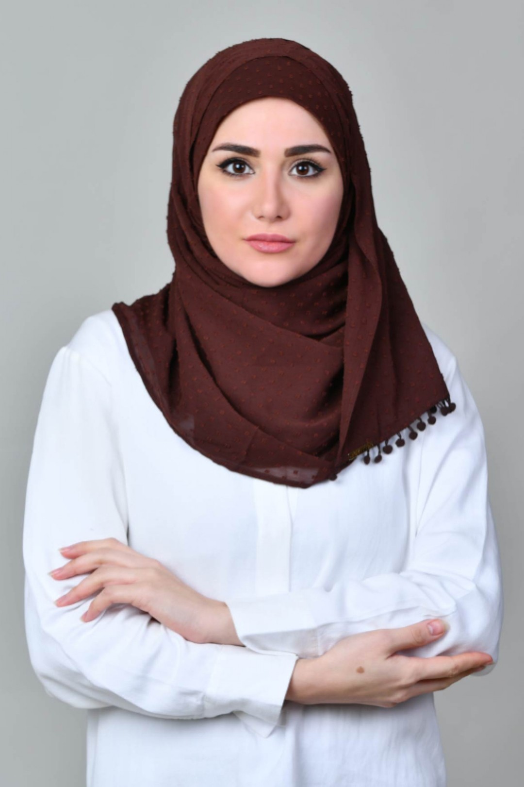 Choco - Plain Mosaic Butti Chiffon - Mini & Capshawl