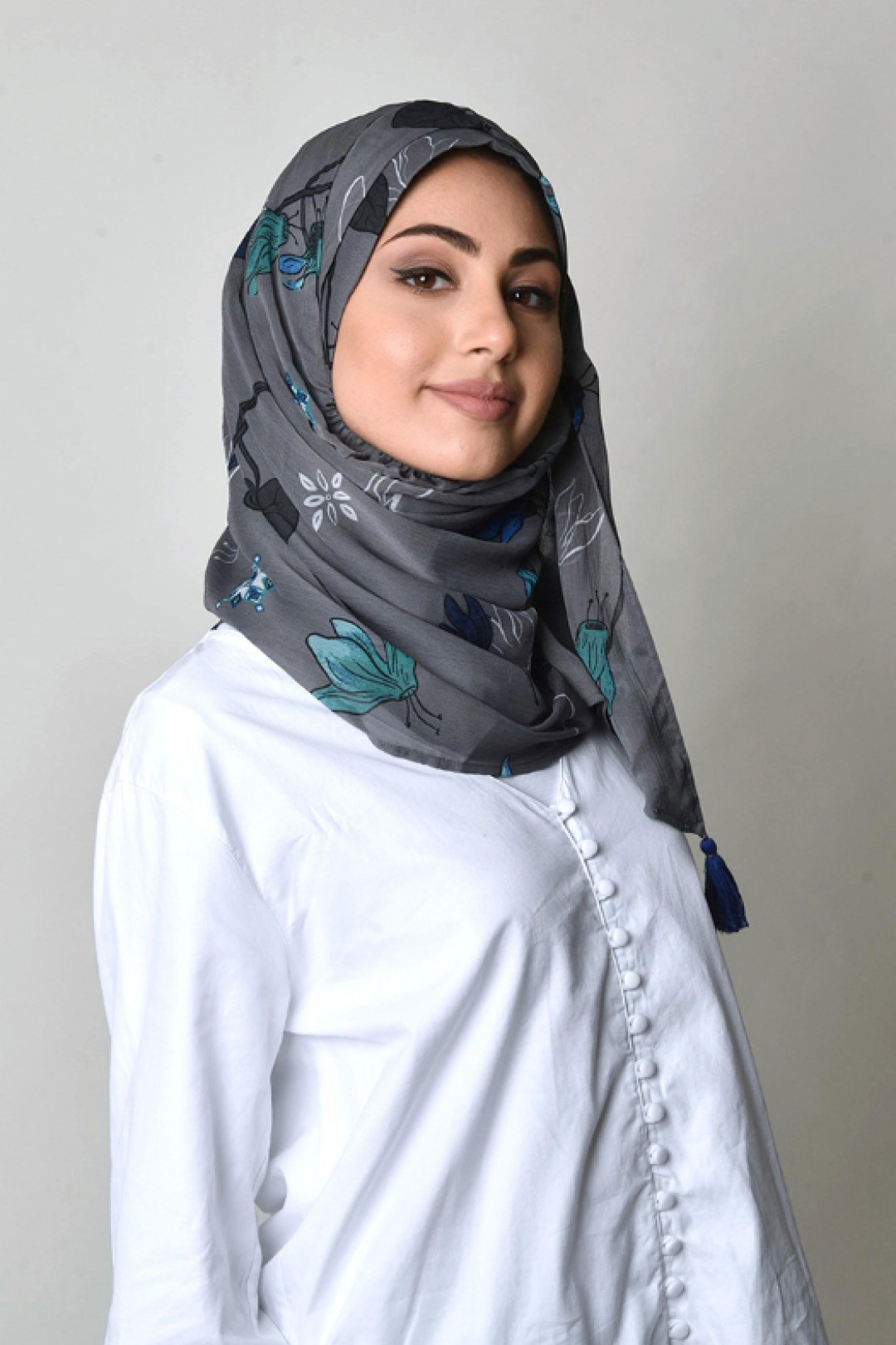 Cyclamen Blues - Printed Crinkled Chiffon