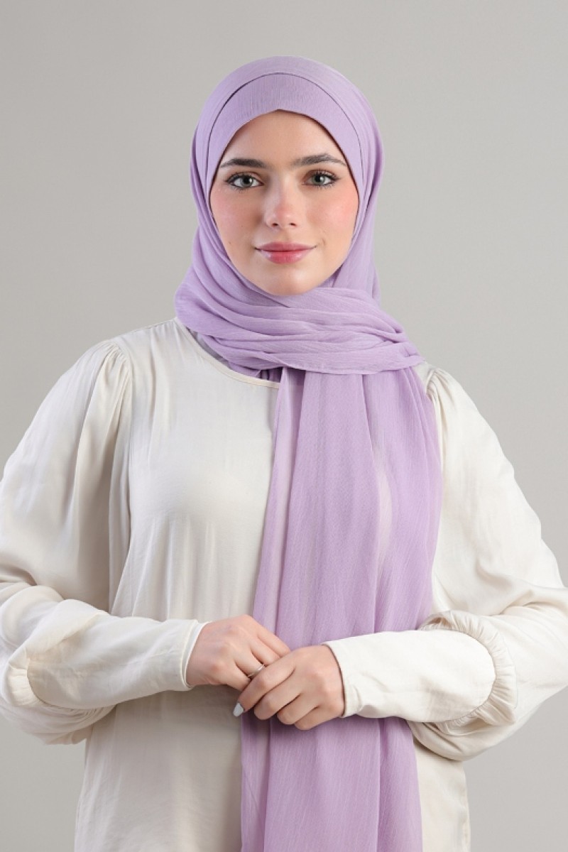 Lilac - Plain Crinkled Chiffon