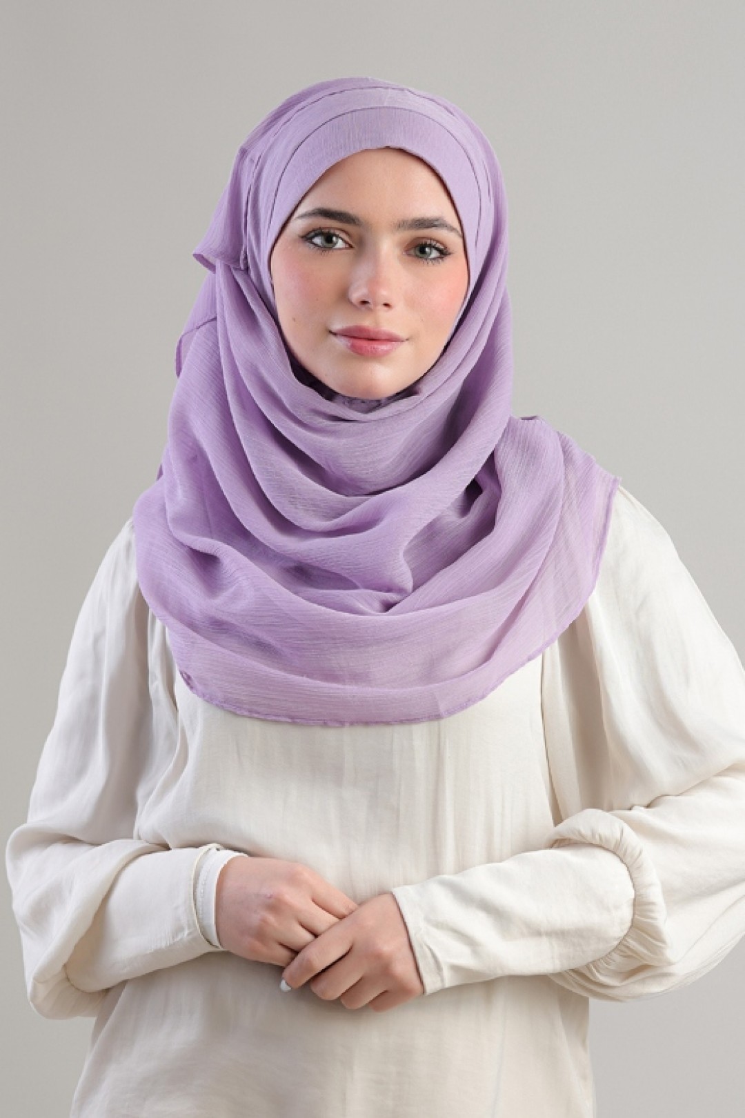 Lilac - Plain Crinkled Chiffon