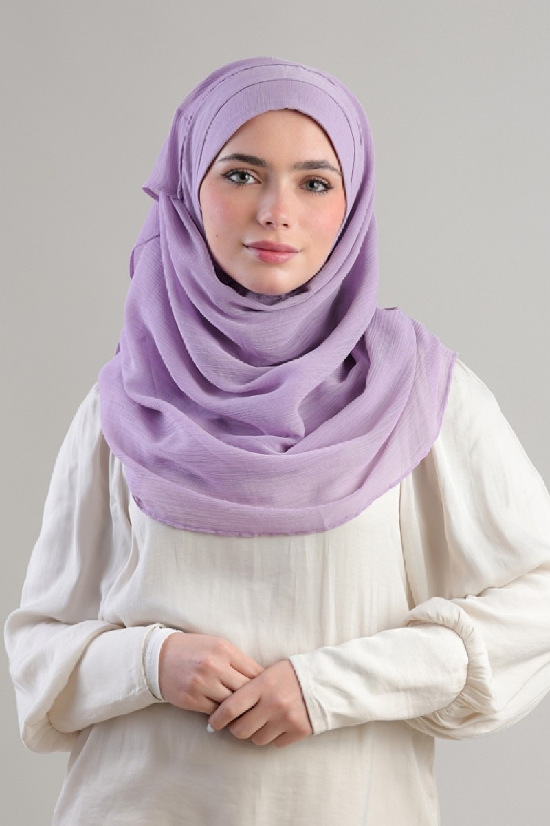 Lilac - Plain Crinkled Chiffon