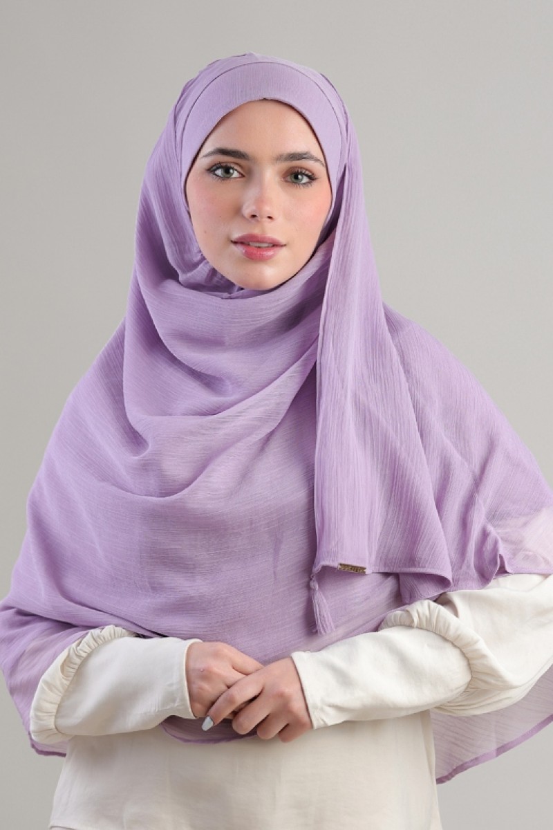 Lilac - Plain Crinkled Chiffon
