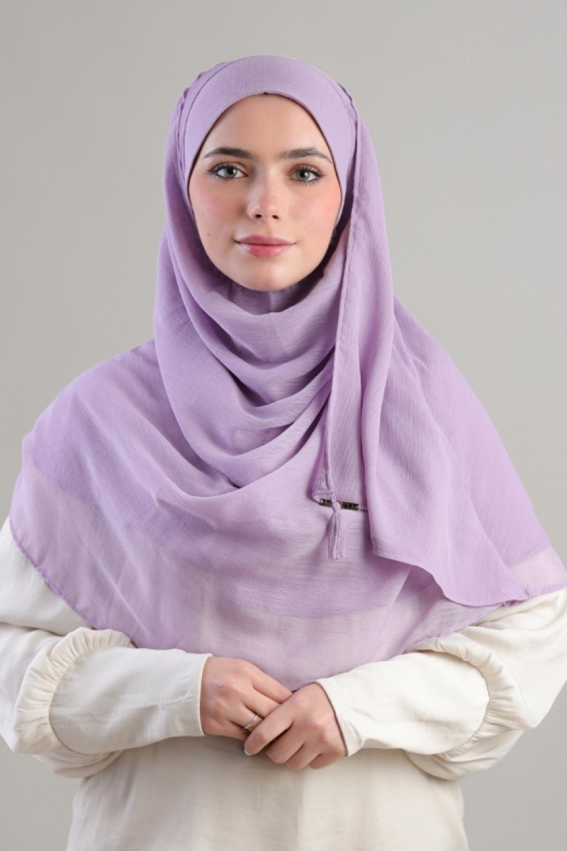 Lilac - Plain Crinkled Chiffon