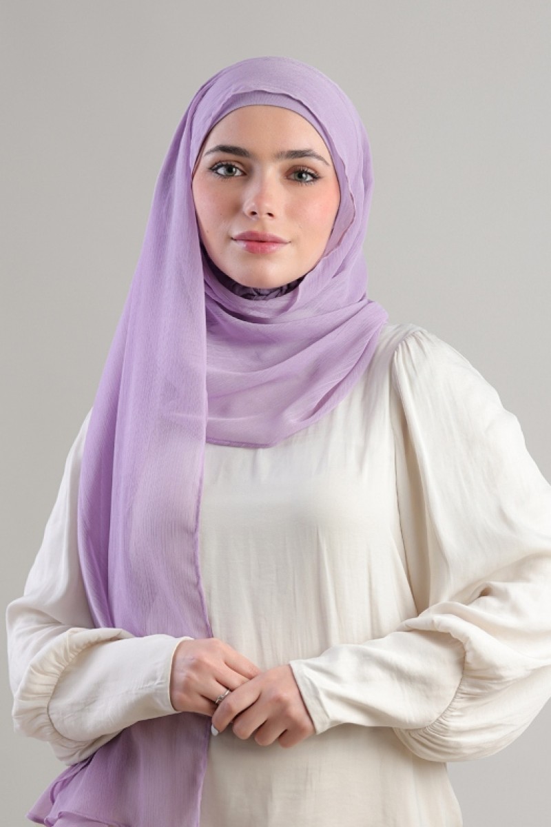 Lilac - Plain Crinkled Chiffon