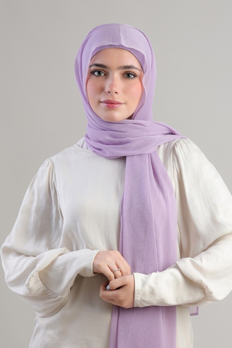 Lilac - Plain Crinkled Chiffon