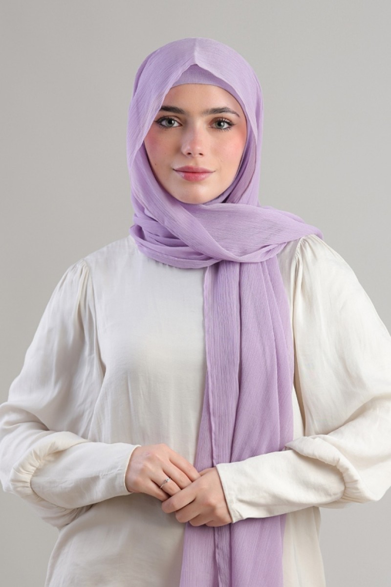 Lilac - Plain Crinkled Chiffon