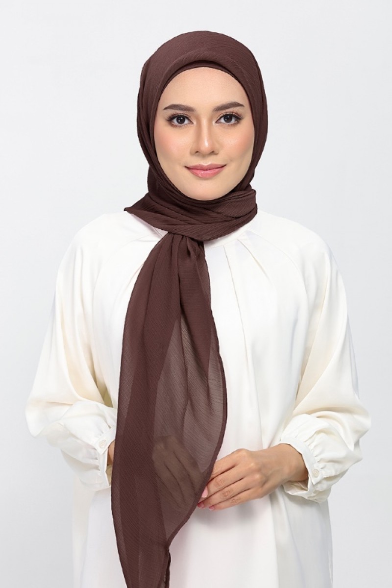 Chocolate - Plain Crinkled Chiffon